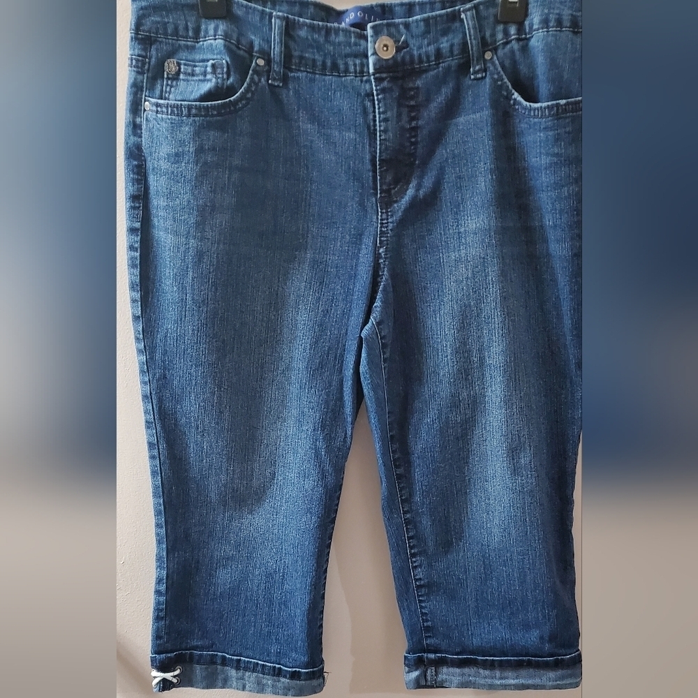 Bandilino Stylish Blue Cropped Nautical Women's Jeans Eith Rope Accents. Sz 16P